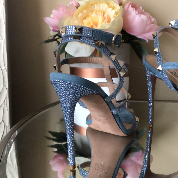 VALENTINO Rockstud Ankle Strap Crystal Sandals high-heel - Picture 10 of 16